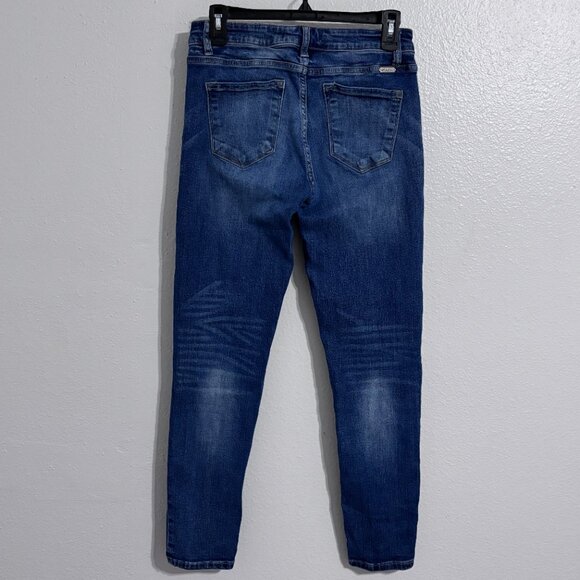 KanCan Los Angeles Women's Sz 9/28 Blue Skinny Jeans Stretch Mid-Rise Distressed - Picture 2 of 11